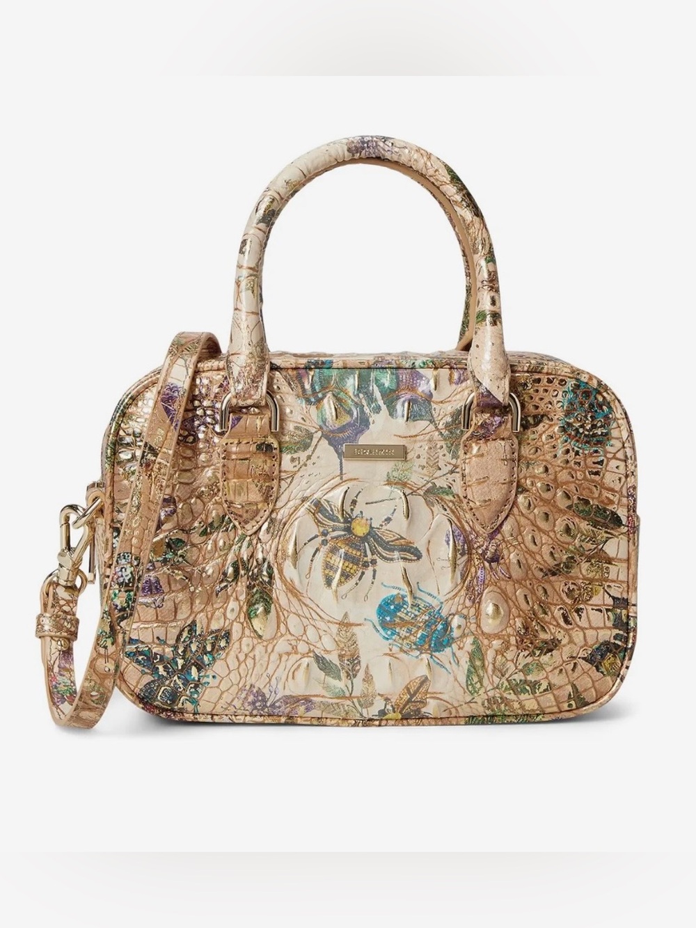 Brahmin Mara Mini Satchel Hill Garden Embossed Leather Butterfly Crossbody - Picture 14 of 15